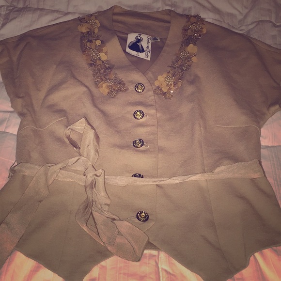 Beaded Short-sleeve Blazer - Picture 1 of 4